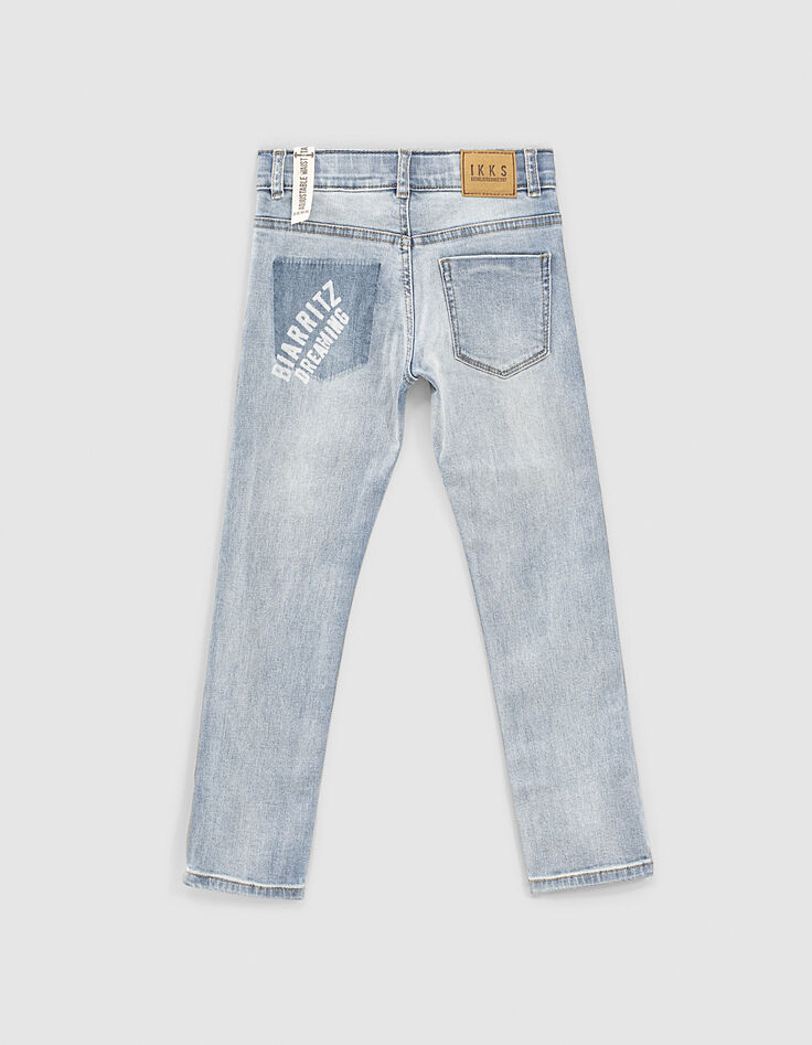 Jean slim faded blue printé coton bio waterless garçon -4 Jean slim faded blue printé coton bio waterless garçon -4