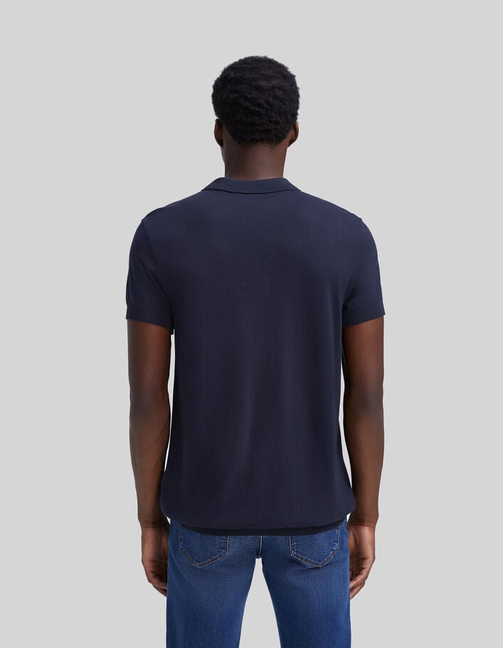 Men’s navy modal cotton polo shirt-3