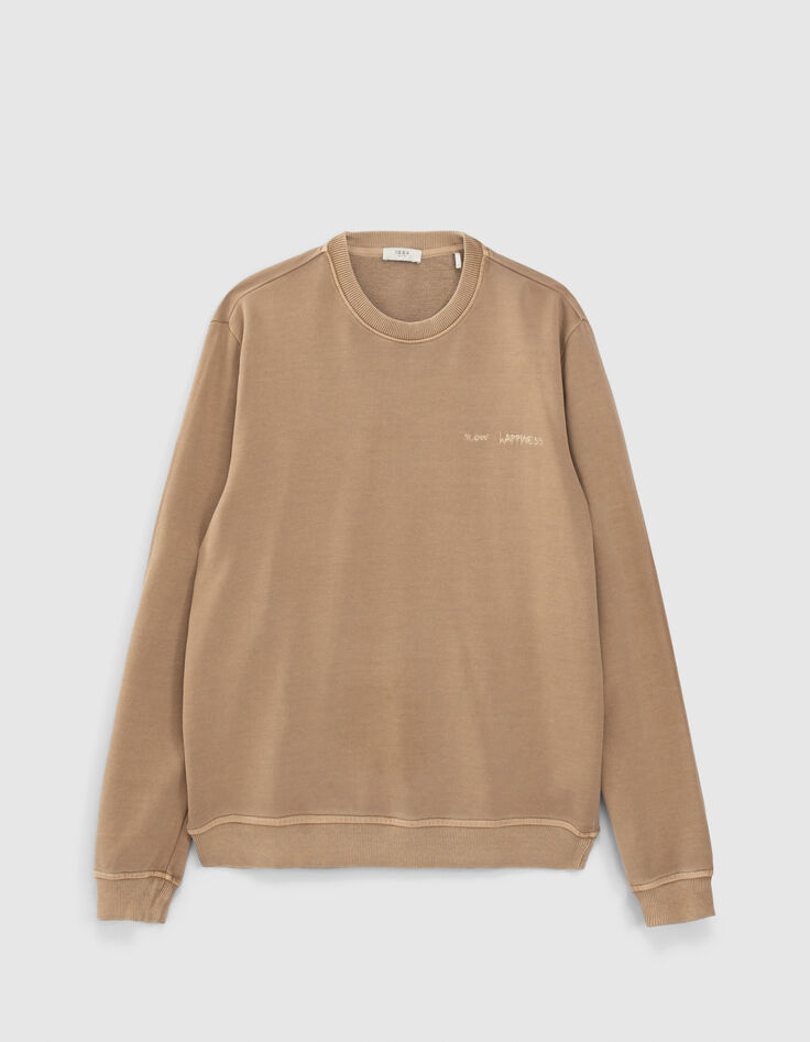 Beige sweater geborduurd borst Heren-6 Beige sweater geborduurd borst Heren-6