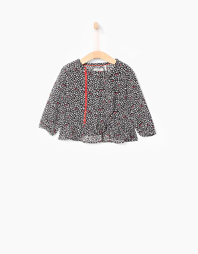 Blouse noire à imprimé cœurs bébé fille - IKKS