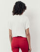 Gebroken witte top cupro en viscose gedrapeerd opzij-2