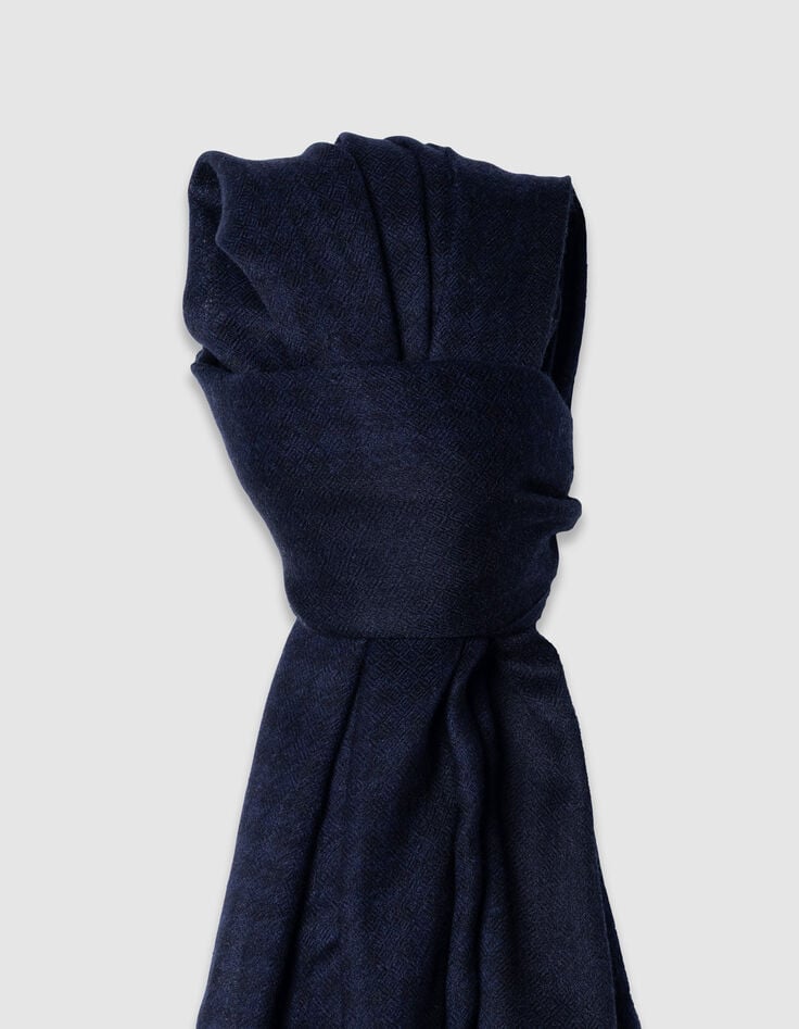 Men’s navy scarf with black houndstooth-2 Men’s navy scarf with black houndstooth-2