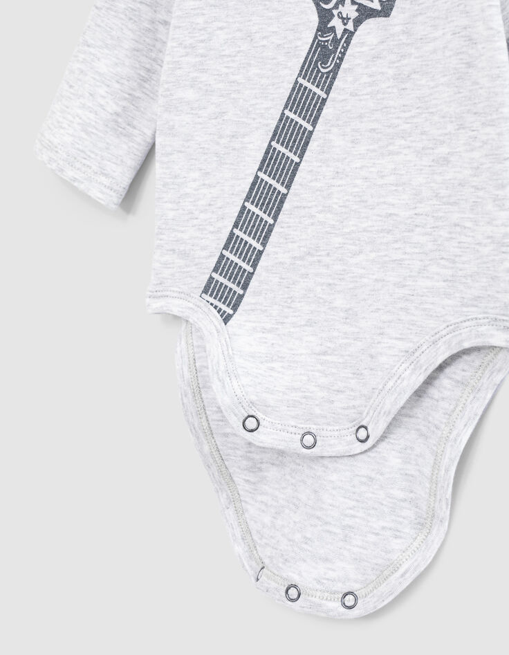 Body mastic chiné visuel guitare en coton bio bébé-5