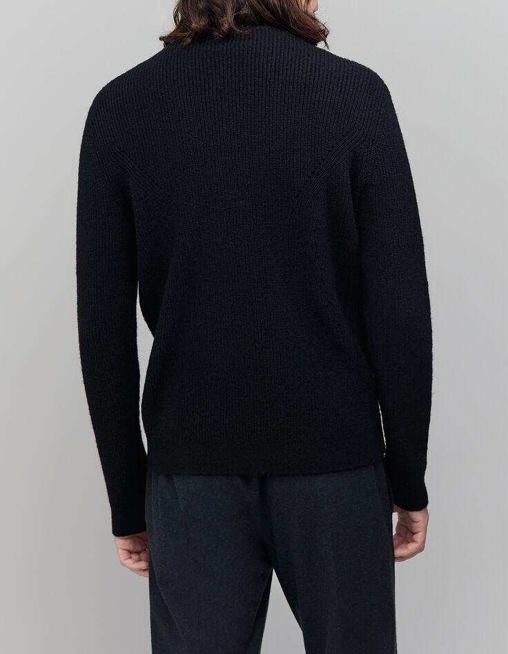 Pull noir tricot col roulé Homme-3