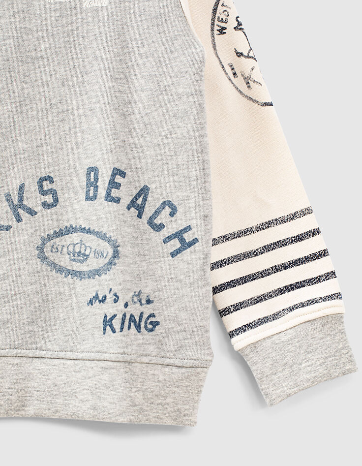 Boys’ grey marl sweatshirt with ecru sleeves-7 Boys’ grey marl sweatshirt with ecru sleeves-7