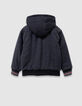 Blouson réversible esprit teddy noir et gris garçon-7