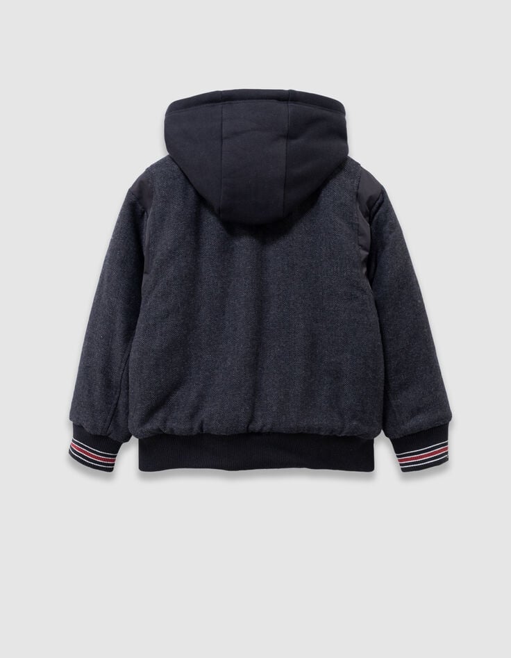 Blouson réversible esprit teddy noir et gris garçon-7