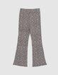 Pantalon flare noir &agrave; imprim&eacute; fleuri fille-1