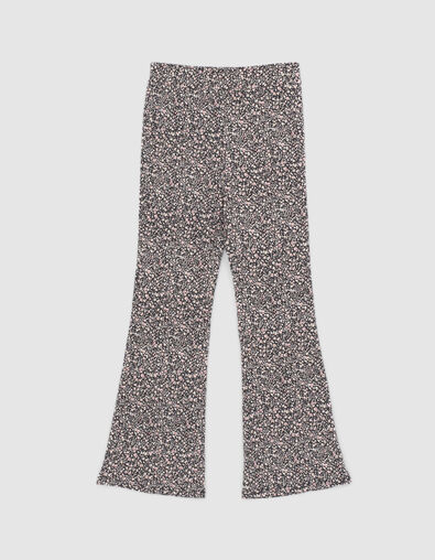Pantalon flare noir &agrave; imprim&eacute; fleuri fille - IKKS