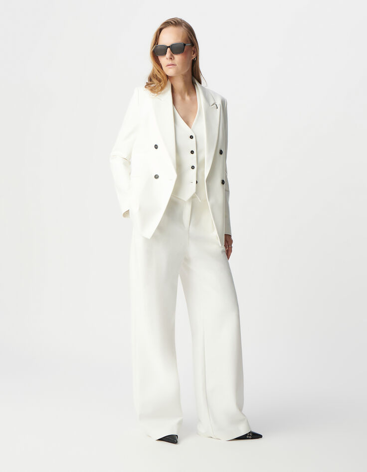 Veste de tailleur blanche coupe large maille Milano Femme-7