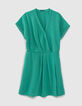 Robe verte forme portefeuille manches cloutées Femme-6