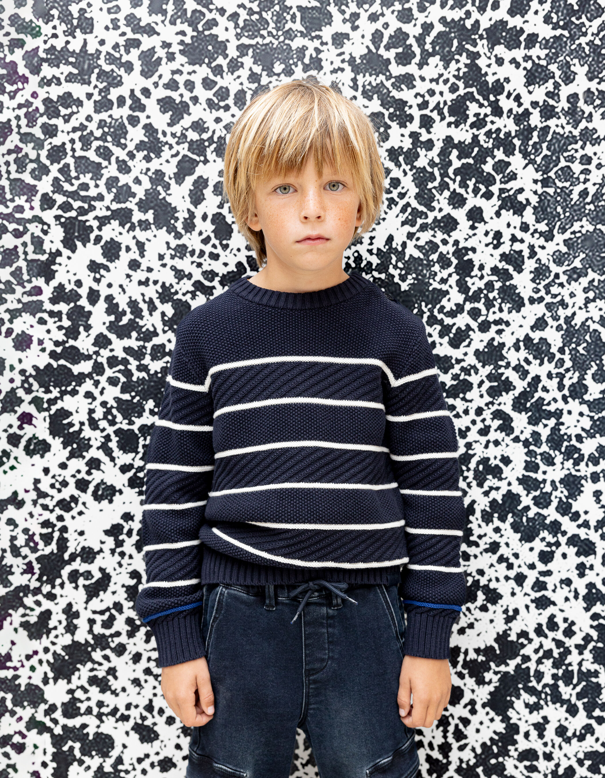 Boy s organic cotton fancy knit sailor sweater IKKS