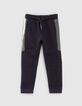 Boys’ dark navy sports joggers with side bands-1