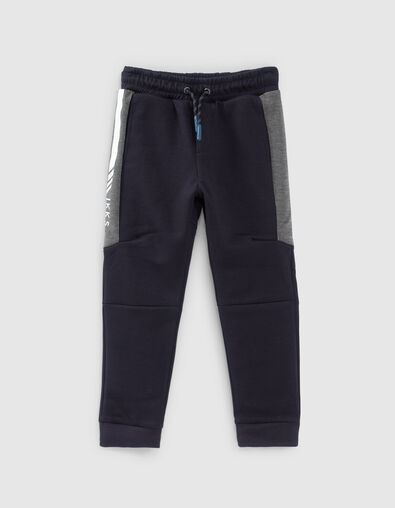 Boys’ dark navy sports joggers with side bands - IKKS