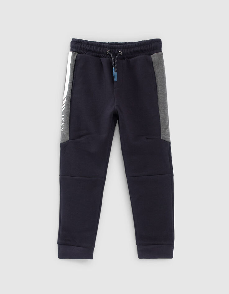 Boys’ dark navy sports joggers with side bands-1