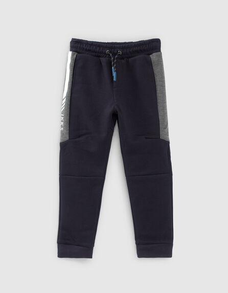 Boys’ dark navy sports joggers with side bands