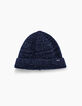 Bonnet marine tricot côtelé chiné Homme-1