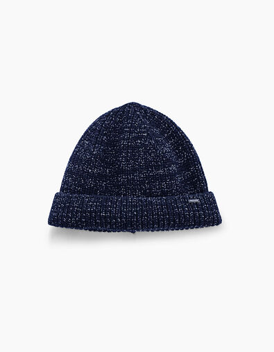 Bonnet marine tricot côtelé chiné Homme - IKKS