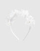 Girls’ white headband with 3D flower decor-1