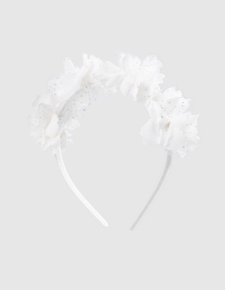 Girls’ white headband with 3D flower decor-1