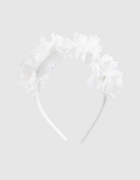 Weißer Mädchenhaarreif und 3D-Blumen - IKKS