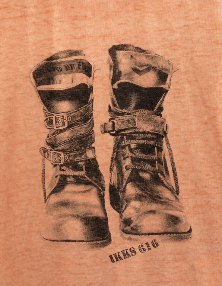 Oranje T-shirt opdruk ranger boots jongens-5