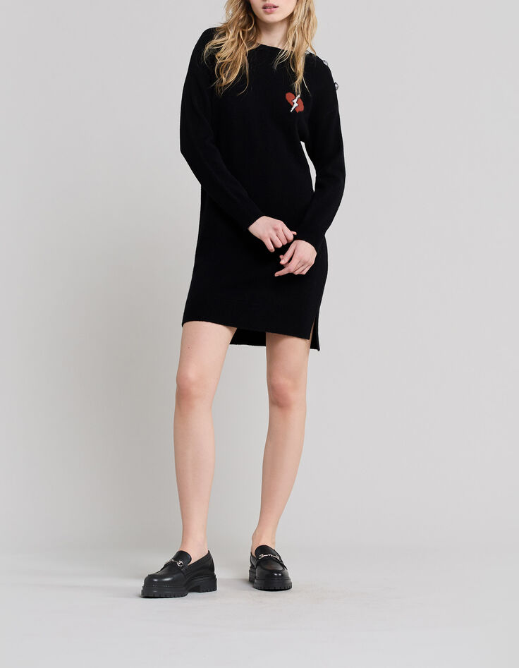 Women’s black lightning heart visual knit sweater dress-1 Women’s black lightning heart visual knit sweater dress-1