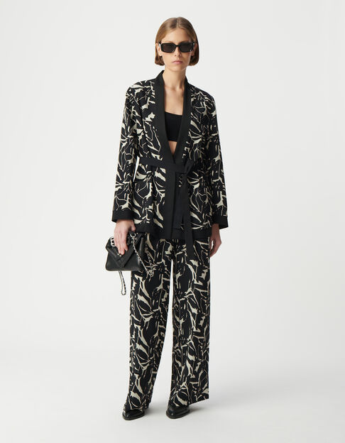 Women's reversible black zebra flower print jacket - IKKS
