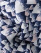 Foulard carré bleu imprimé coeurs rouges fille-5