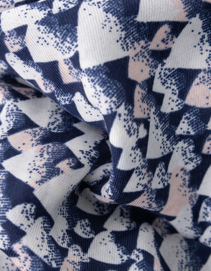 Foulard carré bleu imprimé coeurs rouges fille-5