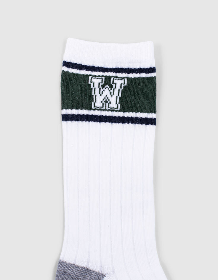 Jungensocken in englisch Grün und Weiß mit Streifen-6