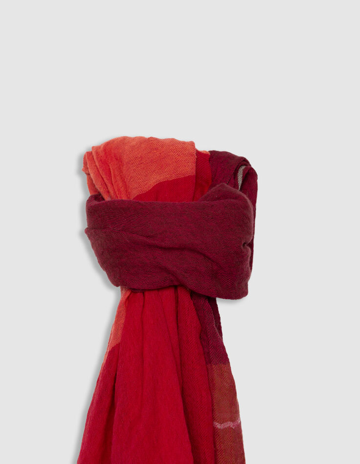 Fular rojo cuadros mujer-2