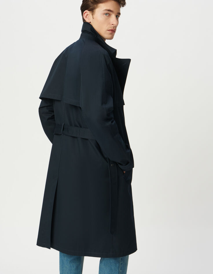 Men’s navy long trench coat with belt-3