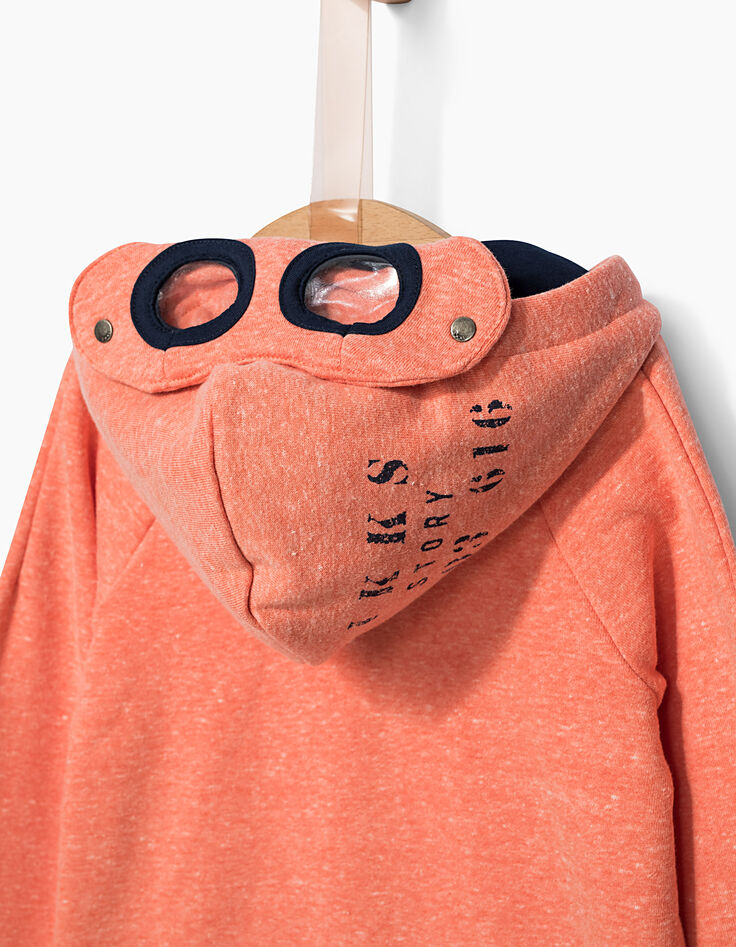 Boys’ terracotta mask-hood sweatshirt cardigan-4