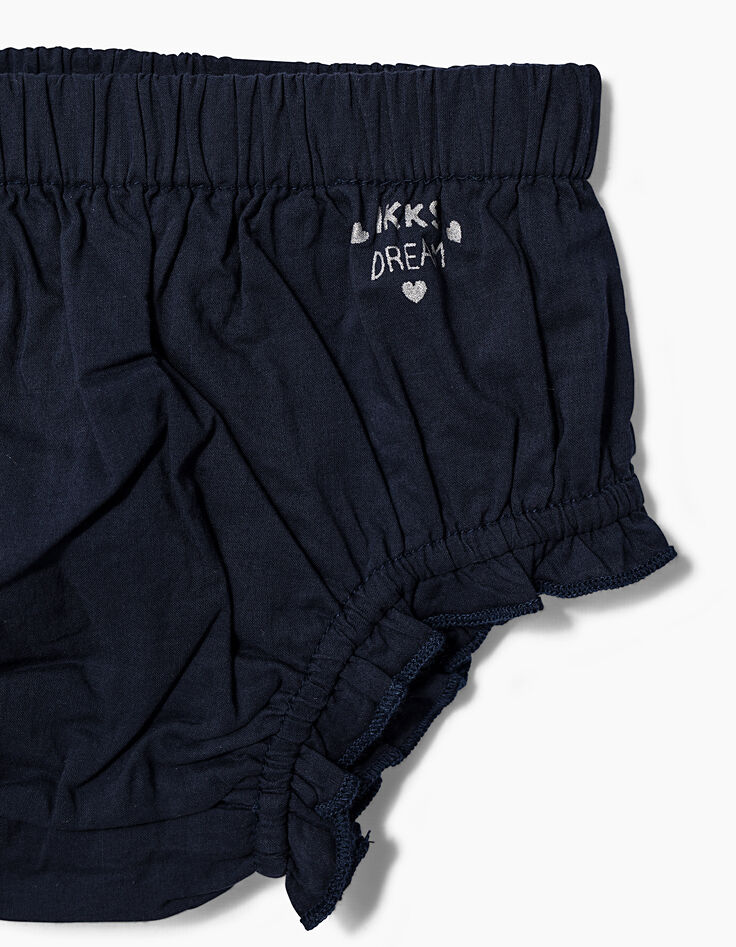 Bloomers rose et navy bébé fille-2