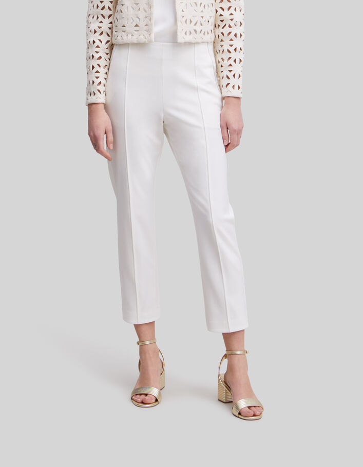 Witte geklede broek versierd met microbolletjes Dames - IKKS