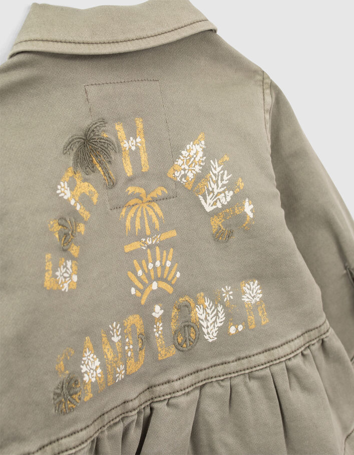 Baby girls' khaki safari jacket with gold slogan on back - IKKS