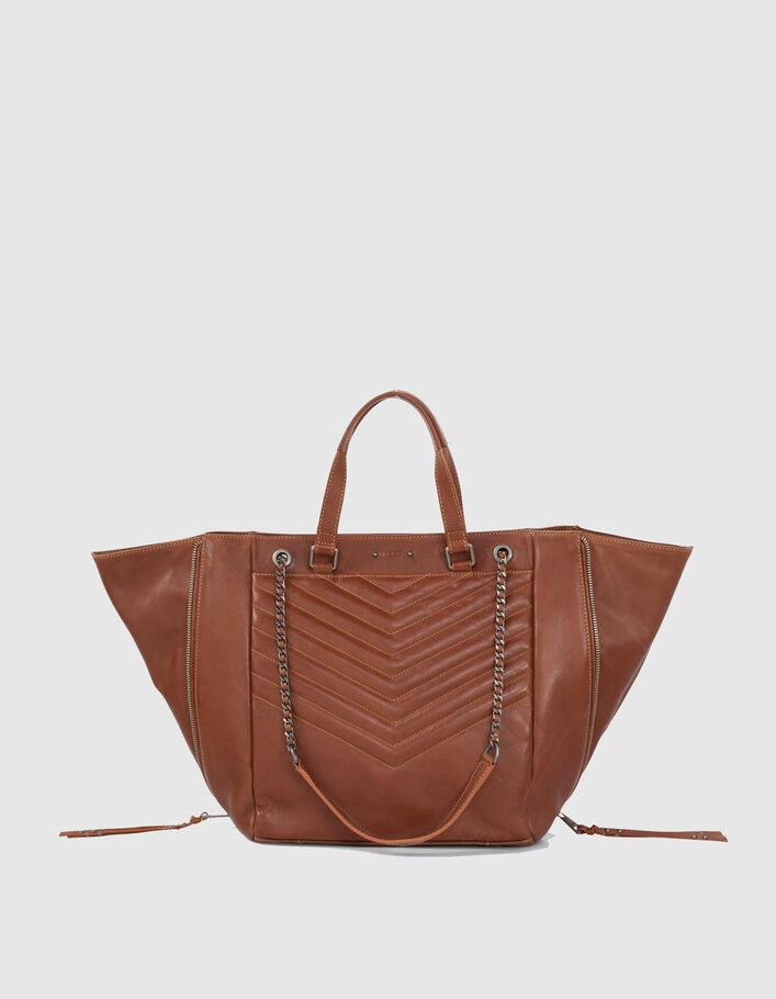 Women’s quilted chevron HAZELNUT 1440 tote bag - IKKS