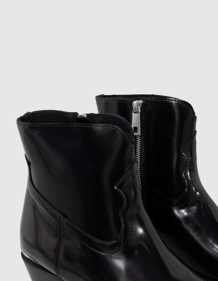 Zwarte leren boots rits en metalen staafjes Dames-6