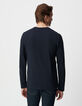Men&rsquo;s navy organic slub cotton long-sleeved T-shirt-3