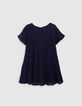 Marineblaues Mädchenkleid aus Krepp mit Atebas-Stickerei-3