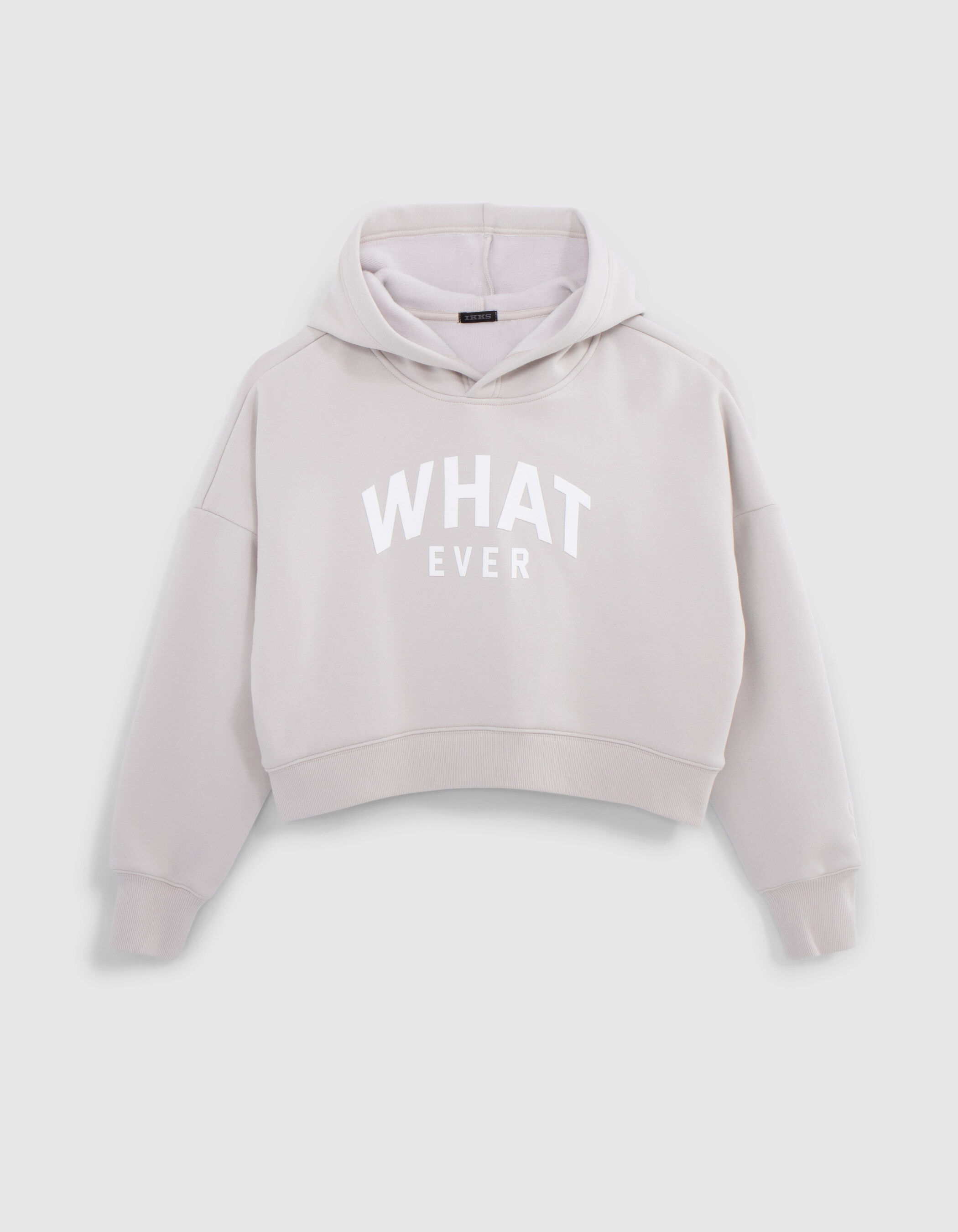 Sweat beige cropped message floque fille IKKS