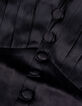 Women's short black satin dress with small buttons-7