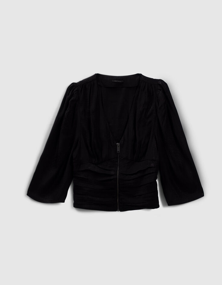 Blusa negra jacquard lunares ópticos mujer-5