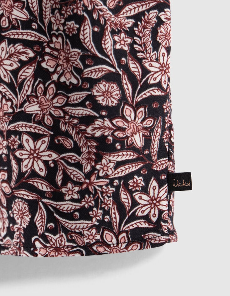 Vestido negro con estampado floral barroco para niña-4