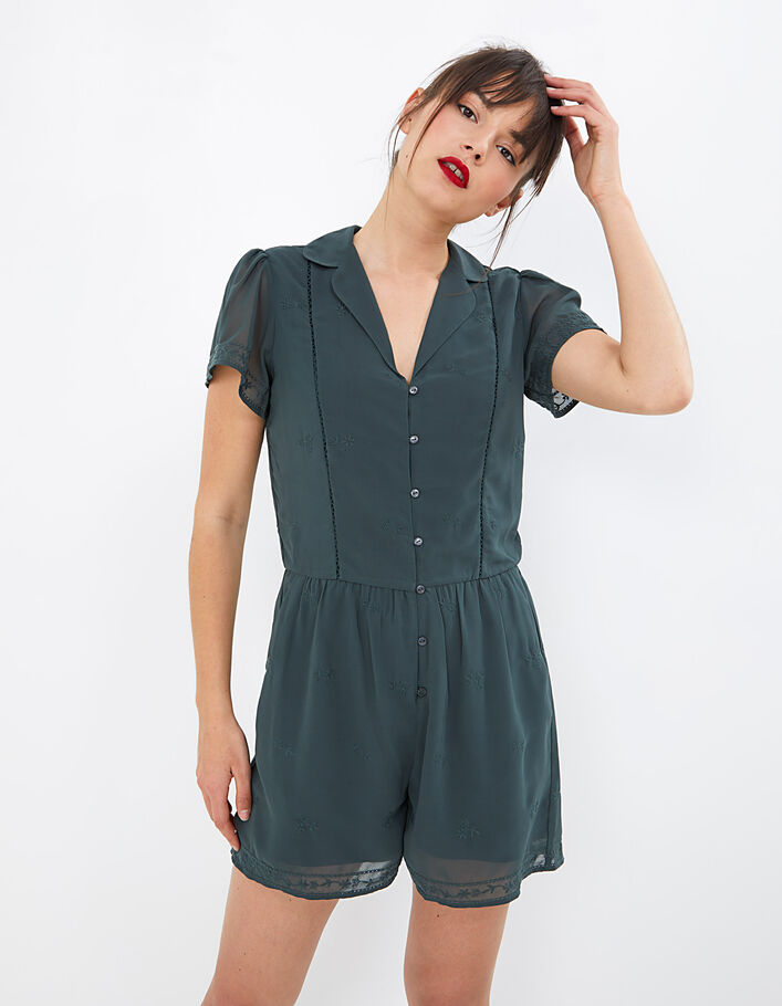 I.Code granite playsuit with embroidery - I.CODE