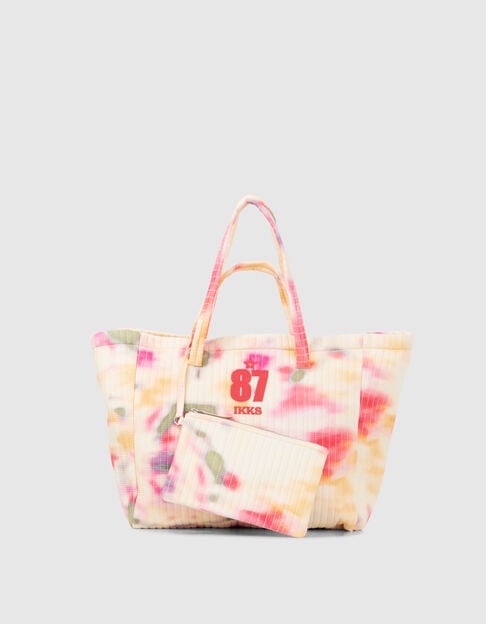 Cabas oversize en boutis fuchsia motif tie and dye Femme