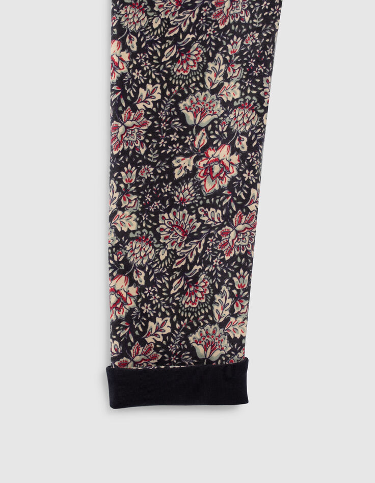 Girls' navy print/navy reversible leggings-5