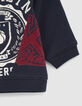 Baby boys’ navy sweatshirt with XL vintage shield print-4