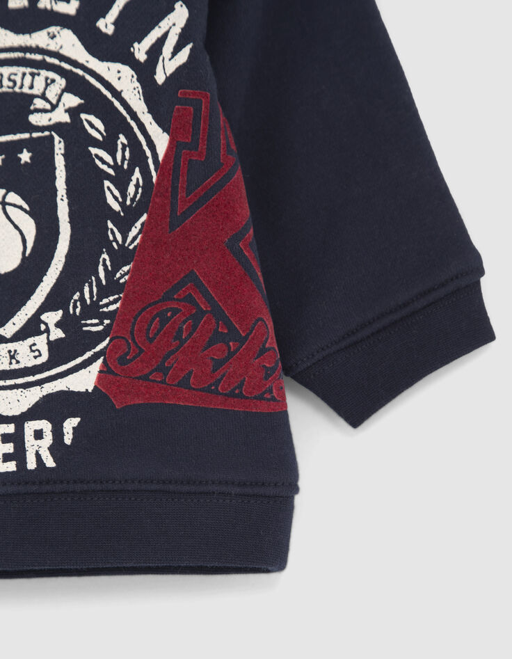 Baby boys’ navy sweatshirt with XL vintage shield print-4